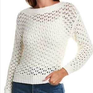 Ramy Brook Greyson Open Knit Sweater Ivory Size Large